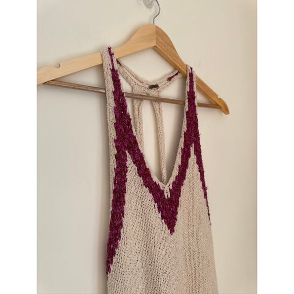 Free People Hold On Knit Racerback Tunic Boho Crochet Knit Sweater Tank Top - Picture 4 of 8